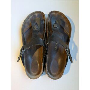 Birkenstock Black Leather Gizeh 39 (W9)
